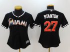 Women Florida Marlins #27 Mike Stanton black majestic baseball Jerseys