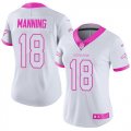 Nike Denver Broncos 18 Peyton Manning women white pink Color Rush Limited Jersey