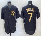 Nike Kansas City Royals #7 Bobby Witt Jr. black gold majestic baseball jerseys -BD