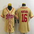 Youth Nike San Francisco 49ers #16 Joe Montana yellow baseball jerseys Joint name-BD