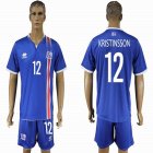 2016 Iceland team KRISTINSSON #12 blue soccer jerseys home