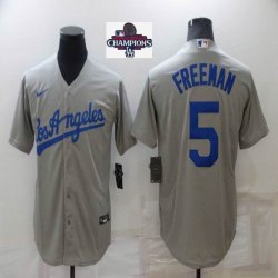 2024 World Series Champions Los Angeles Dodgers #5 Freddie Freeman gray majestic baseball Jerseys-BD