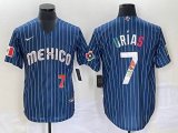 2023 World Cup Mexico #7 Julio Urias blue majestic baseball jerseys 31