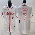 2023 World Cup Mexico #7 Julio Urias white majestic baseball jerseys 52