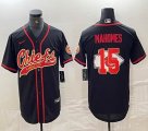 Nike Kansas City Chiefs #15 Patrick Mahomes black baseball jerseys Joint name-BD 02