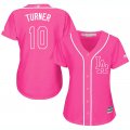 2017 Women Los Angeles Dodger #10 Justin Turner White majestic mlb jersey