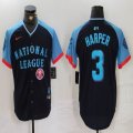 National League #3 Bryce Harper Nike Navy 2024 MLB All-Star Game Limited Player Jersey 05