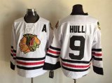 Chicago Blackhawks #9 Bobby Hull white hockey Jersey A patch