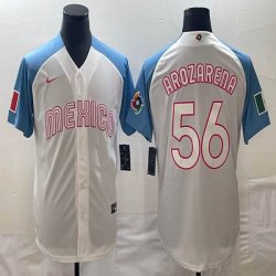 2023 World Cup Mexico #56 Randy Arozarena white skyblue majestic baseball jerseys 37