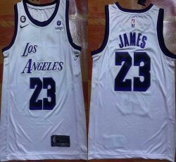 Nike Los Angeless Lakers #23 LeBron James white basketball Jerseys 6 patch-XD