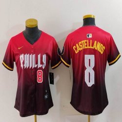 Women Nike Philadelphia Phillies #8 Nick Castellanos red majestic baseball jersey city version 01