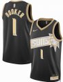 Nike Phoenix Suns #1 Devin Booker black gold NBA basketball Jersey-XD