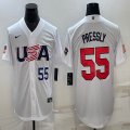 2023 world cup #55 Ryan pressly white usa majestic baseball jerseys 01