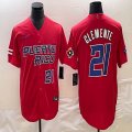 Puerto Rico Baseball #21 Roberto Clemente red 2023 World Baseball Classic Replica Player Jersey 02