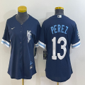 Women Nike Kansas City Royals #13 Salvador Perez blue majestic baseball jerseys City Version-BD