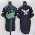 Nike Philadelphia Eagles blank black baseball jerseys Joint name C patch -BD 01