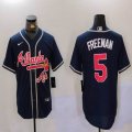 Nike Atlanta Braves #5 Freddie Freeman dark blue majestic baseball jersey 02