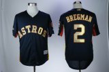 Houston Astros #2 Alex Bregman dark blue gold Flexbase Authentic Collection 2017 World Series Champions jersey