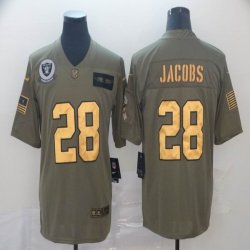 Oakland Raiders #28 Josh Jacobs green gold Nike Olive 2019 Salute to Service Limited Jersey