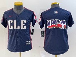 Youth Nike Cleveland Indians blank blue majestic baseball jersey -BD 08