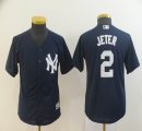 Youth New York Yankees #2 Derek Jeter blue majestic mlb jerseys