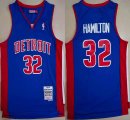 Detroit Pistons #32 Richard Hamilton blue throwback nba jersey-XD