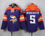 Custom Nike Minnesota Vikings Bridgewater #5 purple orange nfl Hooded Sweatshirt