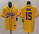 Nike Minnesota Vikings #15 Dallas Turner yellow baseball jersey Joint Name 05