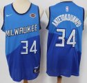 Nike Milwaukee Bucks 34# Giannis Antetokounmpo blue nba Jersey-S8