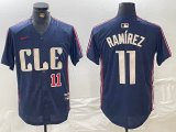 Nike Cleveland Indians #11 Jose Ramirez blue majestic baseball jersey-BD 07