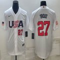 2023 World Cup #27 Mike Trout white USA majestic baseball jerseys 05