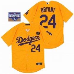 Nike Los Angeles Dodgers #24 Kobe Bryant Yellow majestic baseball Jersey 2020 World Series Champions