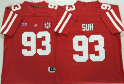 Adidas Nebraska Cornhuskers #93 Ndamukong Suh red NCAA football Jersey