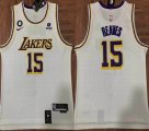 Los Angeles Lakers Austin Reaves #15 white nba jerseys with 6 Patch