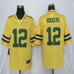 Nike Green Bay Packers #12 Aaron Rodgers yellow Color Rush Limited Jersey