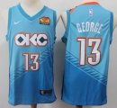 Nike Oklahoma City Thunder #13 Paul George blue nba jerseys with Sponsor logo -S8