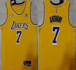 Nike NBA Los Angeles Lakers #7 Carmelo Anthony yellow nba basketball Jersey 75th-XD