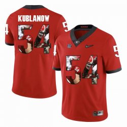 Georgia Bulldogs #54 Brandon Kublanow red fashion college football jersey