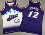 Youth Utah Jazz John Stockton #12 Purple throwback NBA Jersey-XD