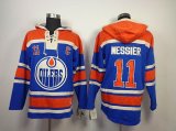 Edmonton Oilers 11# Mark Messier blue nhl hooded sweatshirt