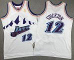 Youth Utah Jazz John Stockton #12 white throwback NBA Jersey