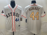 Nike Houston Astros #44 Yordan Alvarez white gold majestic baseball jerseys 02