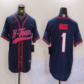 Houston Texans #1 Stefon Diggs blue with baseball jerseys Joint Name