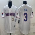 2023 World Cup Dominican Republic's #3 Jeremy Pena white majestic baseball jerseys 02