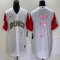 2023 World Cup Mexico #7 Julio Urias white red majestic baseball jerseys 81