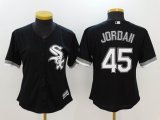 Women Chicago White Sox #45 Michael Jordan black majestic baseball jersey