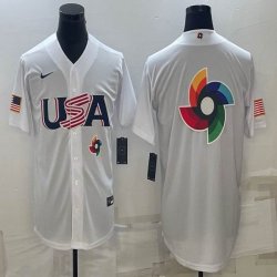 2023 World Cup blank white USA majestic baseball jerseys 05