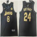 Nike Los Angeless Lakers 8 and 24 Kobe Bryant black fashion basketball Jersey with KB patch -XD