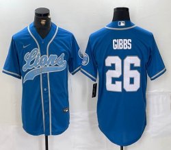 Nike Detroit Lions #26 Jahmyr Gibbs blue baseball Joint name -BD