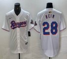 Nike Texas Rangers #28 Jonah Heim white majestic baseball jerseys Champion patch-BD